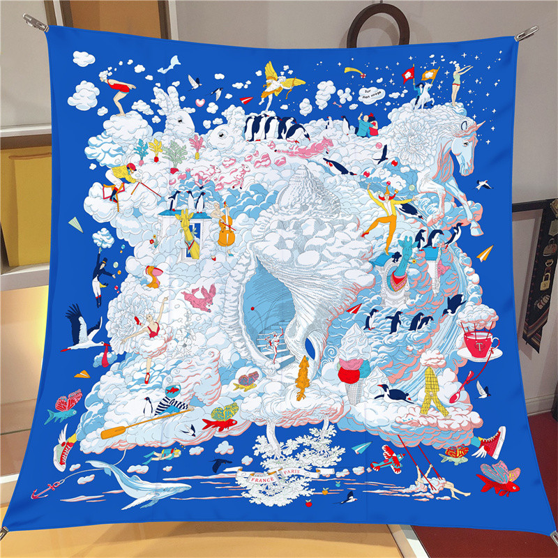 Silk Scarf Square - POBING Twill Silk Scarf Women Euro