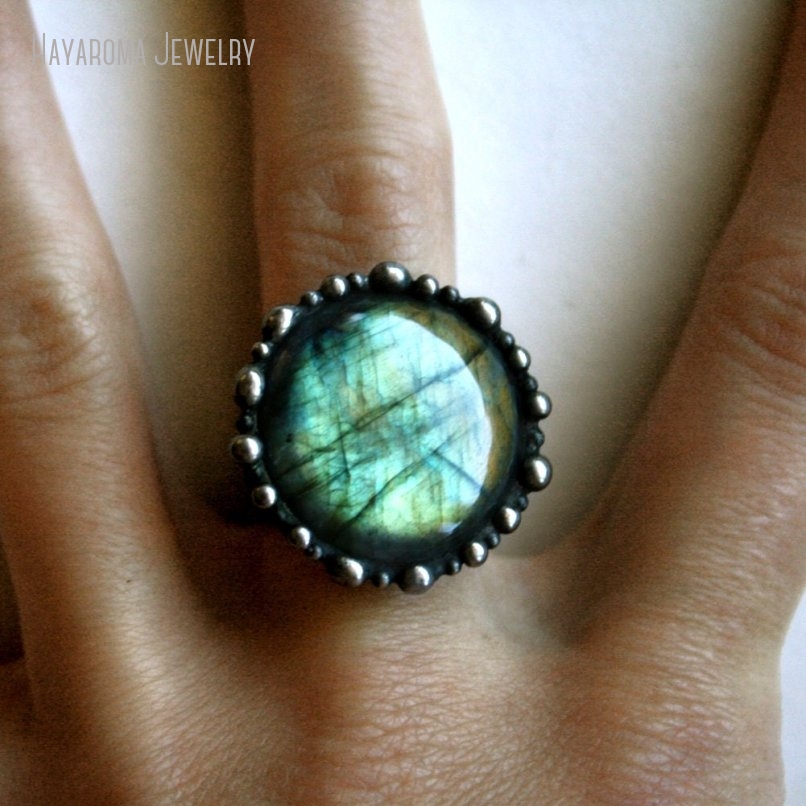 Women'S Emo Accessories - 10pcs Aqua Labradorite Round Ring Women