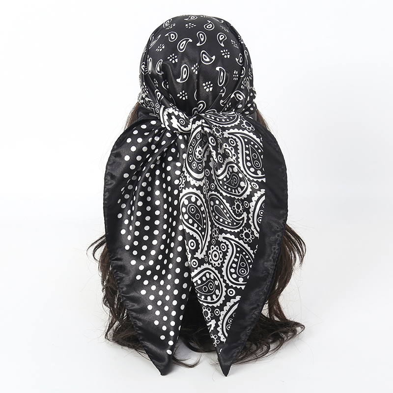 Silk Scarf Square - Handkerchiefs Hair Silk Scarf 90*90cm Print