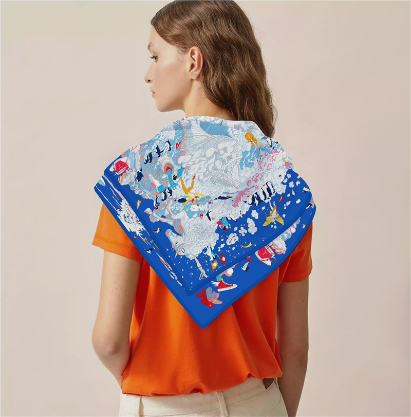 POBING Twill Silk Scarf Women  - đánh giá và giá Silk Scarf Square