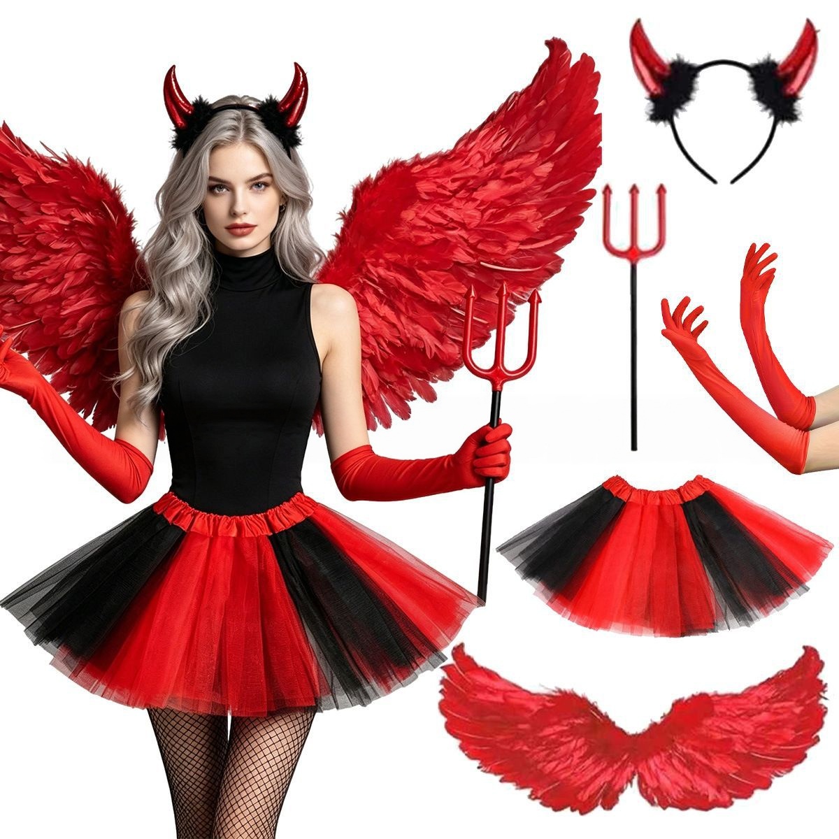 Halloween Cosplay Red Devil He - đánh giá và giá Women'S Red Accessories